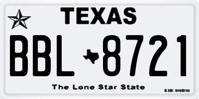 TX license plate BBL8721