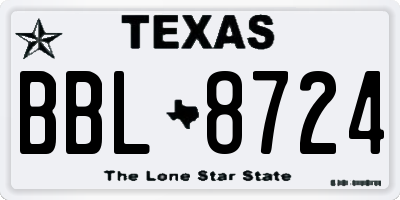 TX license plate BBL8724