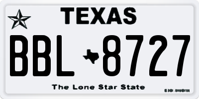 TX license plate BBL8727