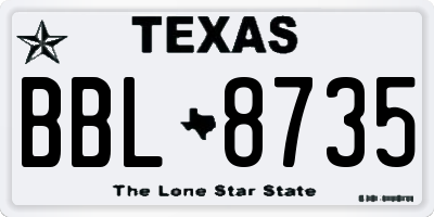 TX license plate BBL8735