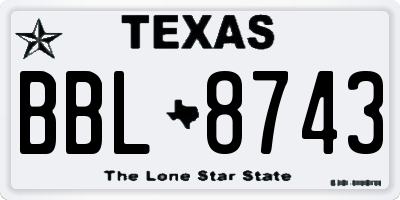 TX license plate BBL8743