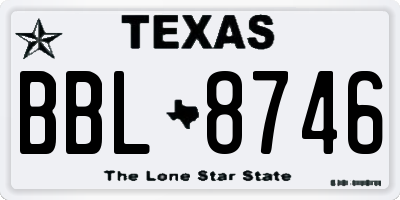 TX license plate BBL8746
