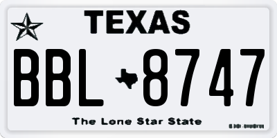 TX license plate BBL8747