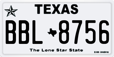 TX license plate BBL8756