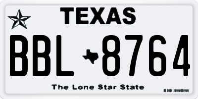 TX license plate BBL8764