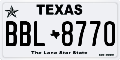 TX license plate BBL8770