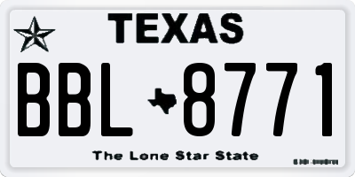 TX license plate BBL8771