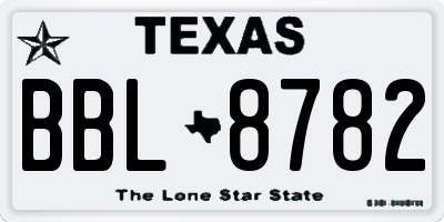 TX license plate BBL8782
