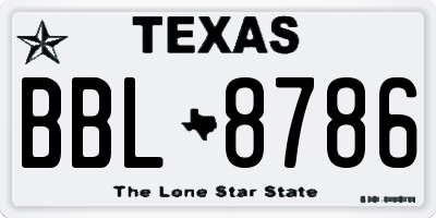 TX license plate BBL8786