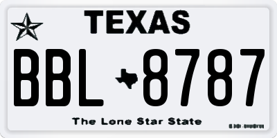 TX license plate BBL8787