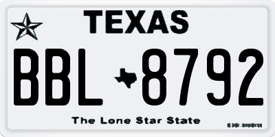 TX license plate BBL8792