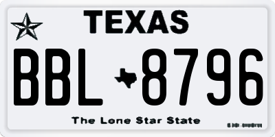 TX license plate BBL8796
