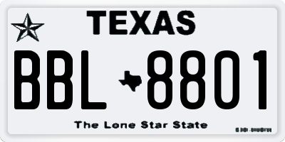 TX license plate BBL8801