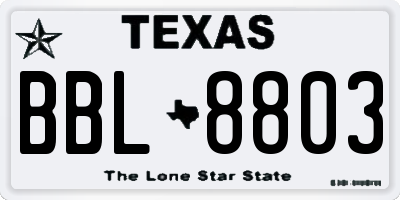 TX license plate BBL8803