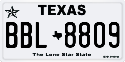 TX license plate BBL8809