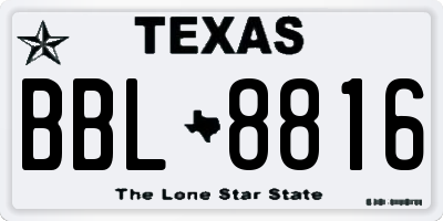 TX license plate BBL8816