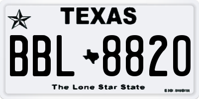 TX license plate BBL8820