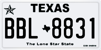 TX license plate BBL8831