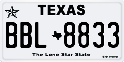 TX license plate BBL8833