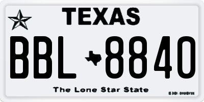 TX license plate BBL8840