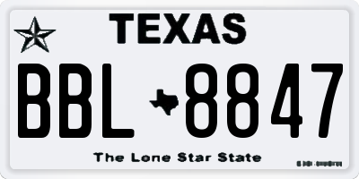 TX license plate BBL8847