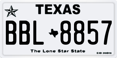 TX license plate BBL8857