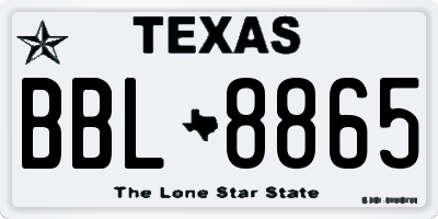 TX license plate BBL8865