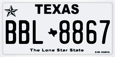 TX license plate BBL8867