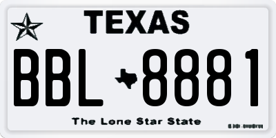 TX license plate BBL8881