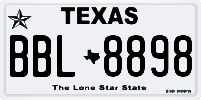 TX license plate BBL8898