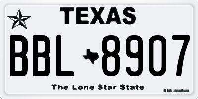 TX license plate BBL8907