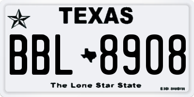 TX license plate BBL8908