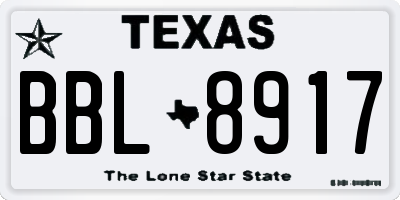TX license plate BBL8917