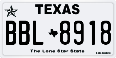 TX license plate BBL8918