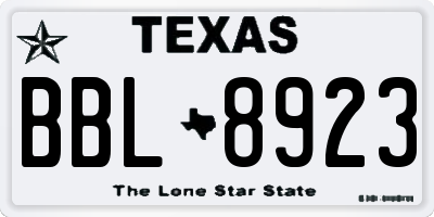 TX license plate BBL8923