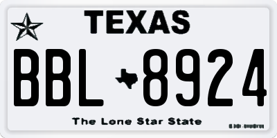 TX license plate BBL8924