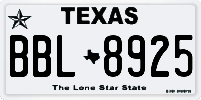 TX license plate BBL8925