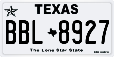 TX license plate BBL8927