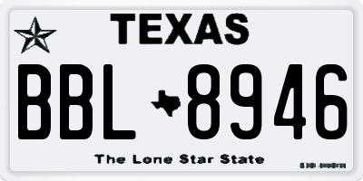 TX license plate BBL8946