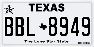 TX license plate BBL8949