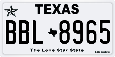 TX license plate BBL8965