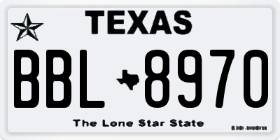 TX license plate BBL8970