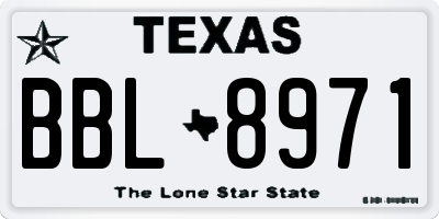 TX license plate BBL8971