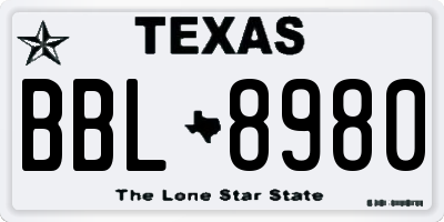 TX license plate BBL8980
