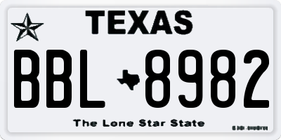 TX license plate BBL8982