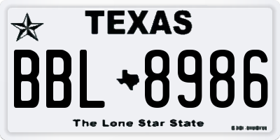 TX license plate BBL8986