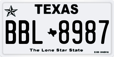 TX license plate BBL8987