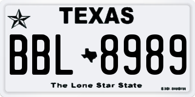 TX license plate BBL8989