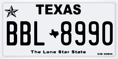 TX license plate BBL8990