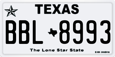 TX license plate BBL8993